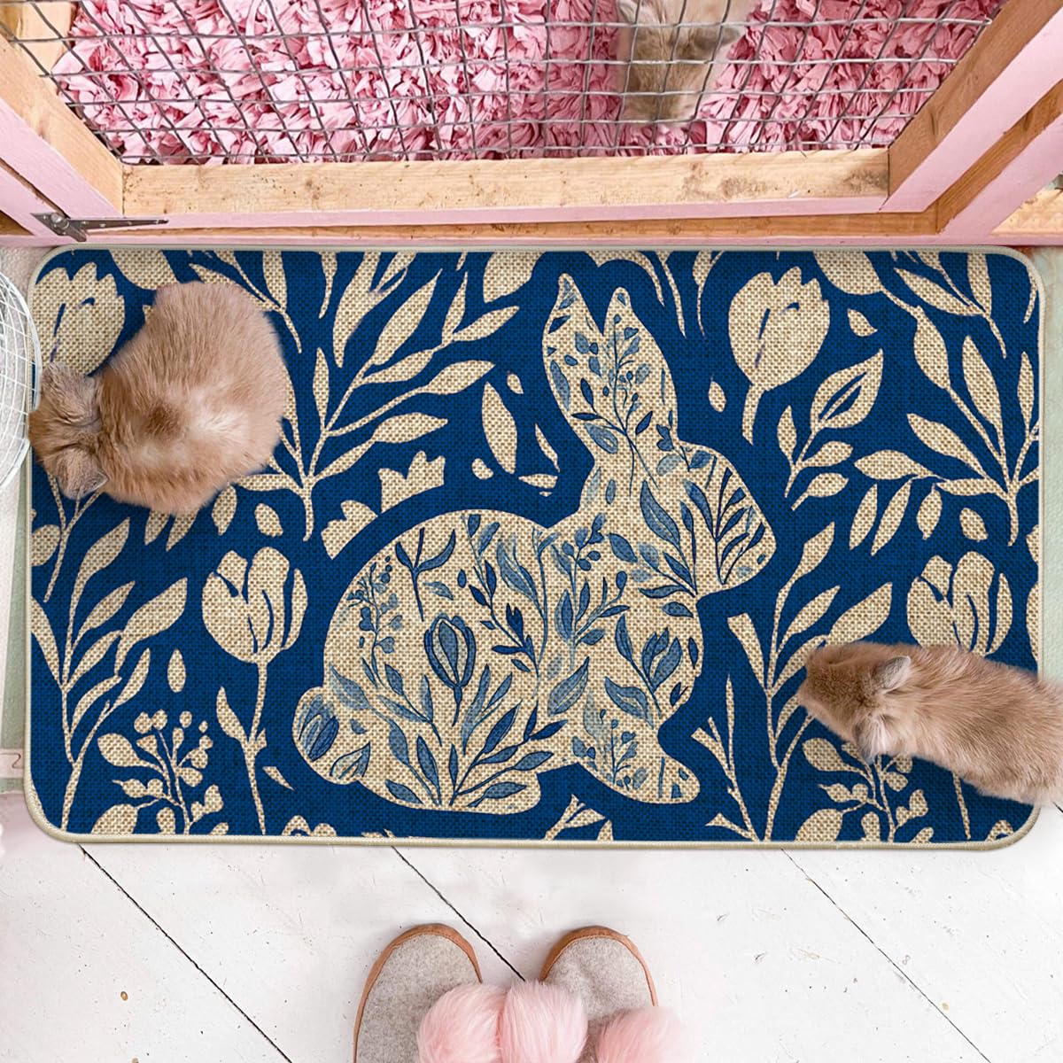Low-profile Artoid Mode doormat with bunny and flowers enhances curb appeal