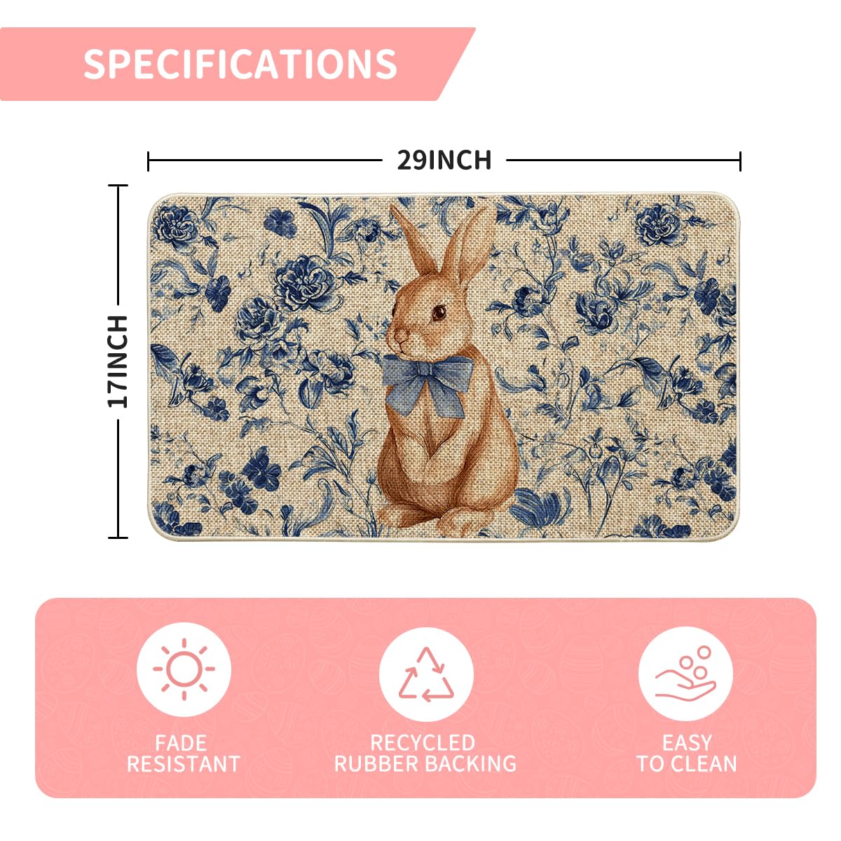 Artoid Mode blue rabbit pattern door mat brightens entryways and reduces wear.