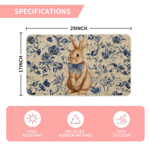 Artoid Mode blue rabbit pattern door mat brightens entryways and reduces wear.