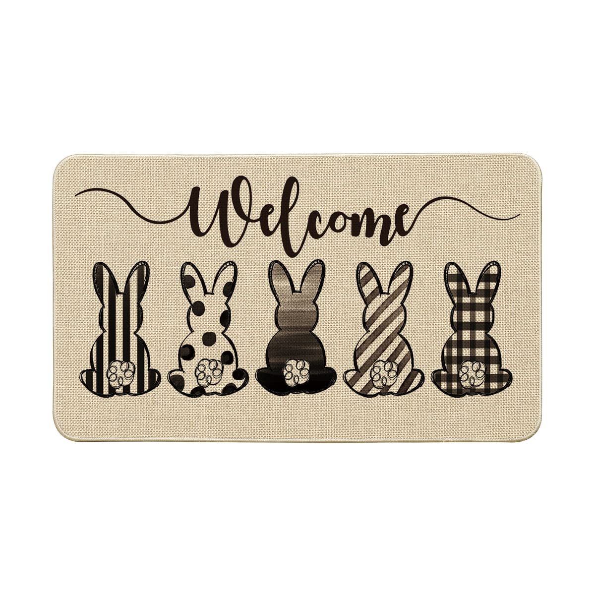 Artoid Mode buffalo plaid bunny doormat adds seasonal charm to entryways.