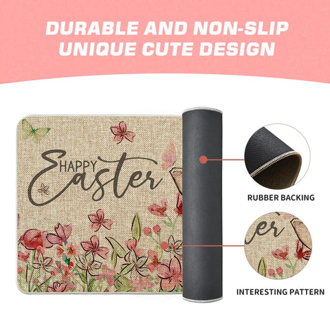 Artoid Mode bunny rabbits floral doormat easy to hose clean for quick maintenance