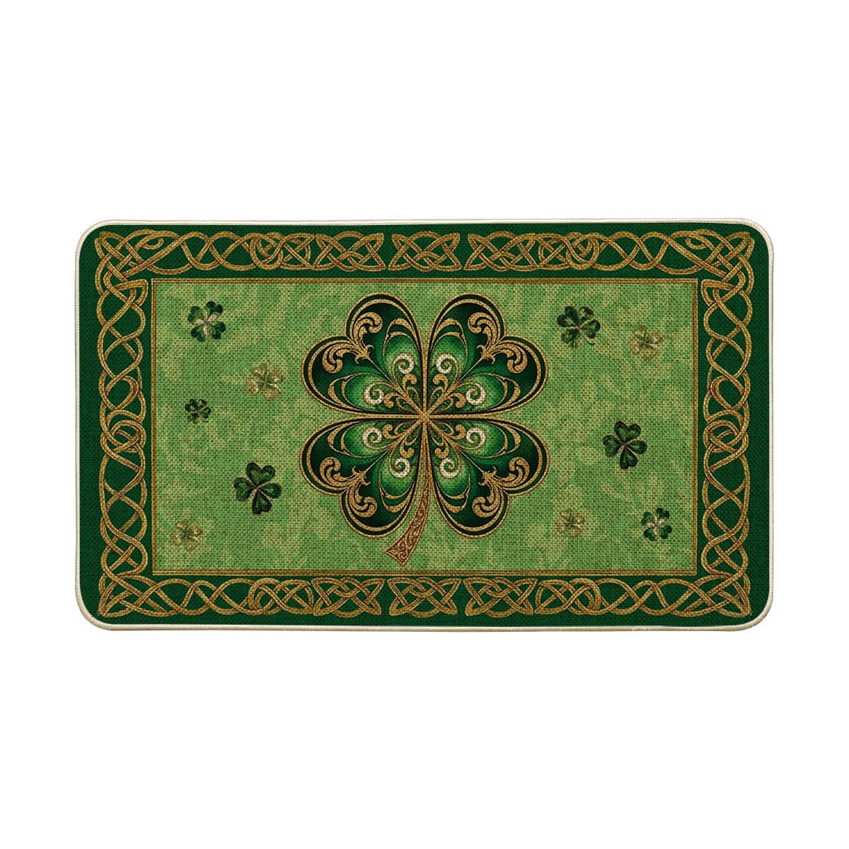 Artoid Mode Cloisonne Clover doormat at the front door welcomes guests and traps dirt.