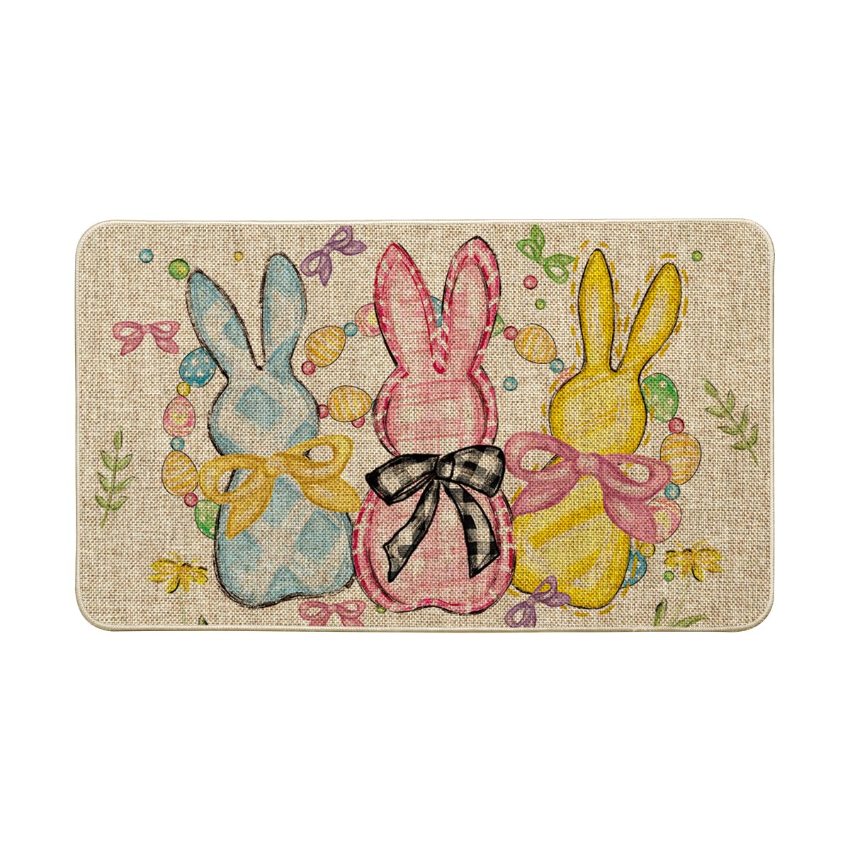 Artoid Mode color egg-beads bow-tie bunny flower doormat greets guests indoors or outdoors