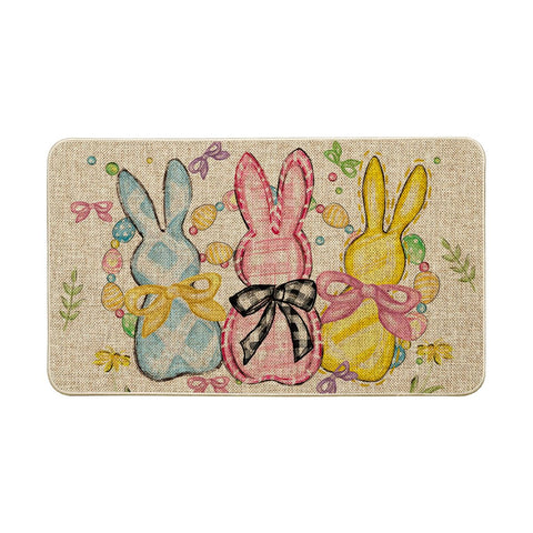 Artoid Mode color egg-beads bow-tie bunny flower doormat greets guests indoors or outdoors