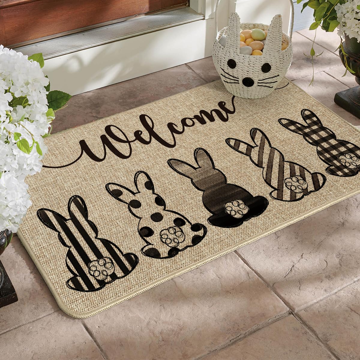 Artoid Mode Easter pattern welcome doormat greets guests with whimsy.