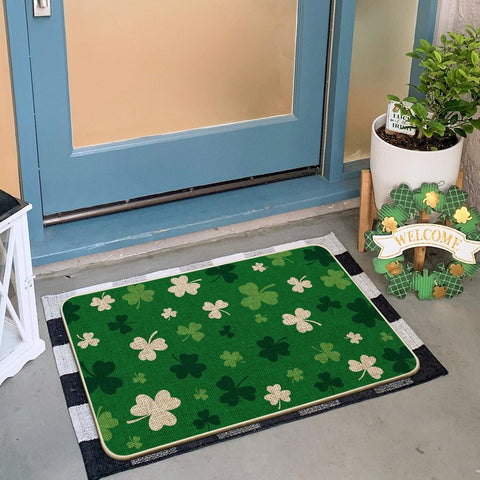 Artoid Mode shamrock doormat close-up pattern detail and color