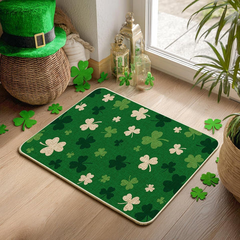 Artoid Mode shamrock doormat entryway view highlighting welcoming pattern