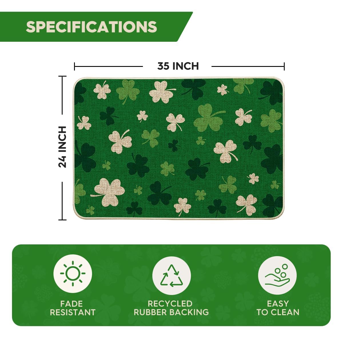 Artoid Mode green shamrock doormat outdoor-ready image shows durability