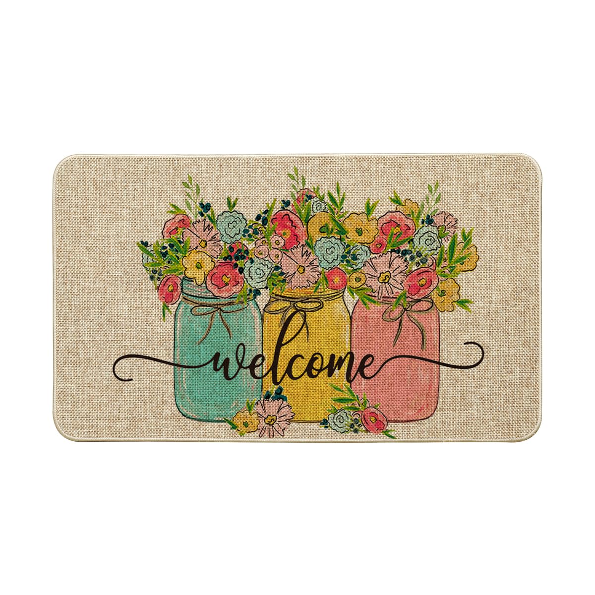 Artoid Mode Hello Spring Doormat front view shows welcoming design and low-profile fit