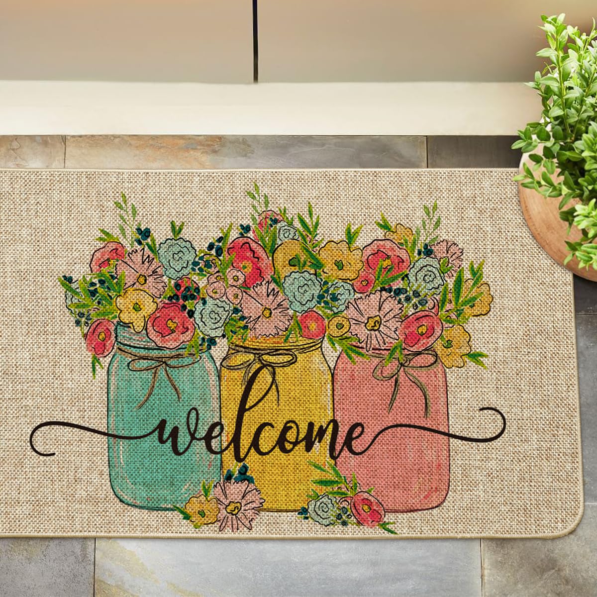 Artoid Mode Hello Spring Doormat easy hose-clean feature for quick maintenance
