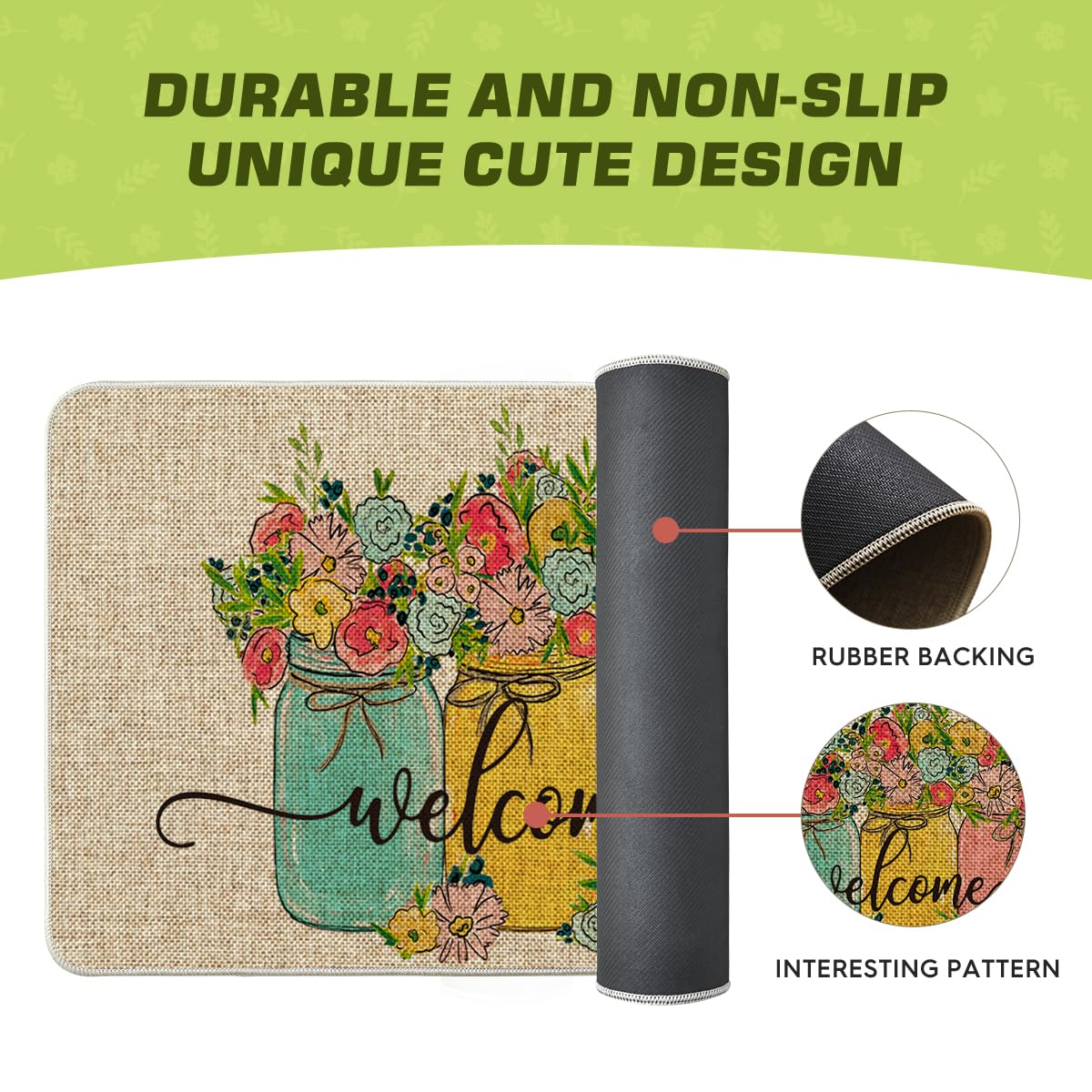 Artoid Mode Hello Spring Doormat designed for outdoor durability in any weather