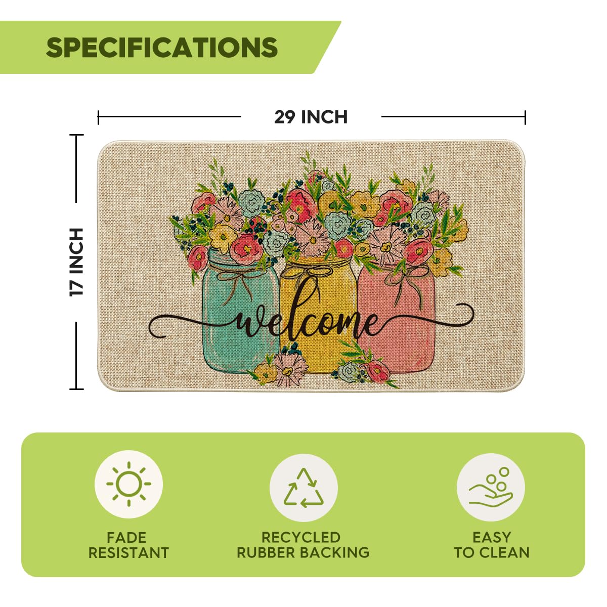 Artoid Mode Hello Spring Doormat rubber back provides non-slip grip