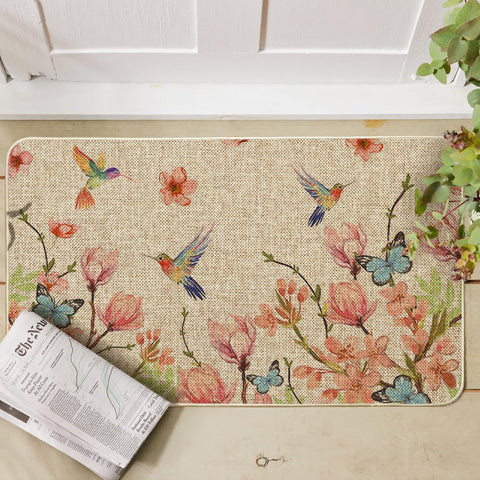 Artoid Mode hummingbird-butterflies-flowers-doormat suited for indoor outdoor entryways