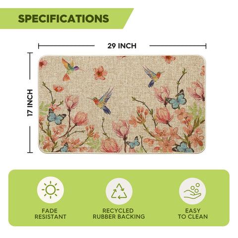 Artoid Mode hummingbird-butterflies-doormat offers non-slip backing for safer steps
