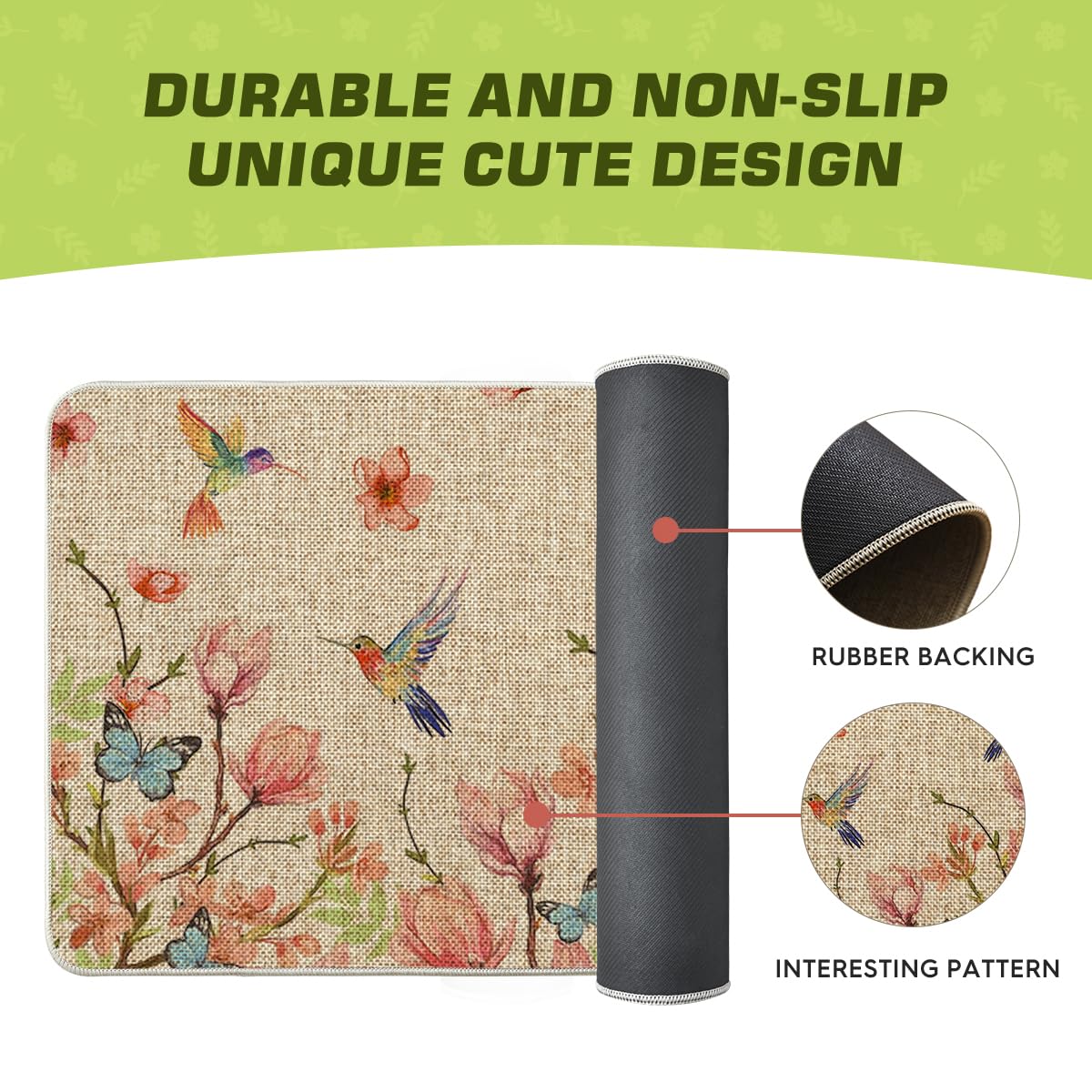 Artoid Mode hummingbird-butterflies-doormat durable rubber backing and polyester top