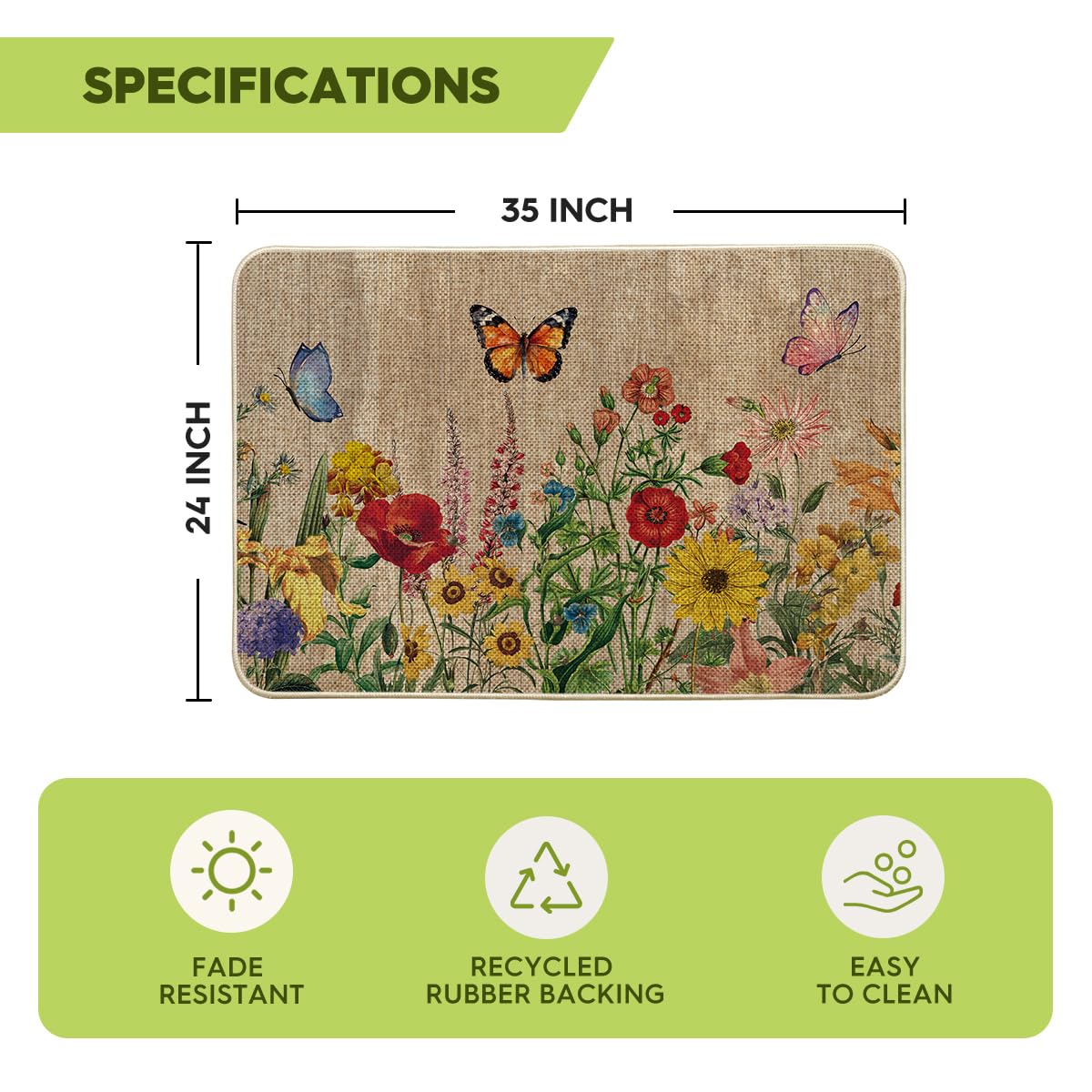 Artoid Mode indoor outdoor rug features low profile edge for smooth thresholds.