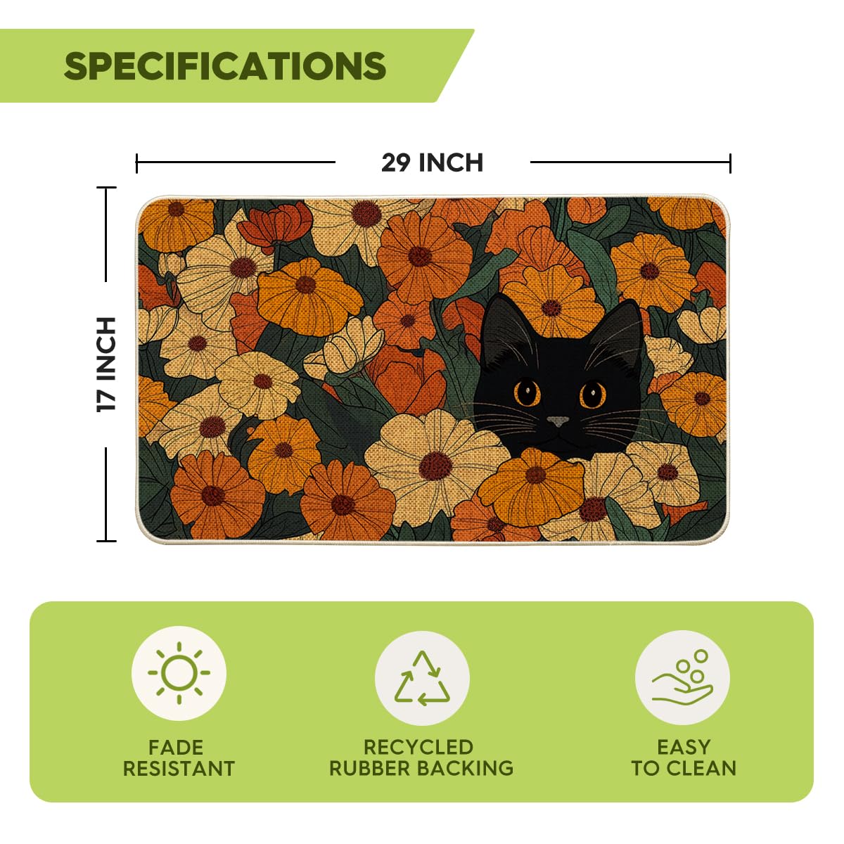 Artoid Mode low profile doormat with cat flowers design reduces trip risk at doorstep