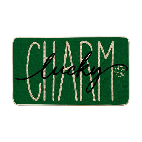 Artoid Mode Lucky Charm doormat greets guests at St. Patrick's Day foyer with seasonal charm