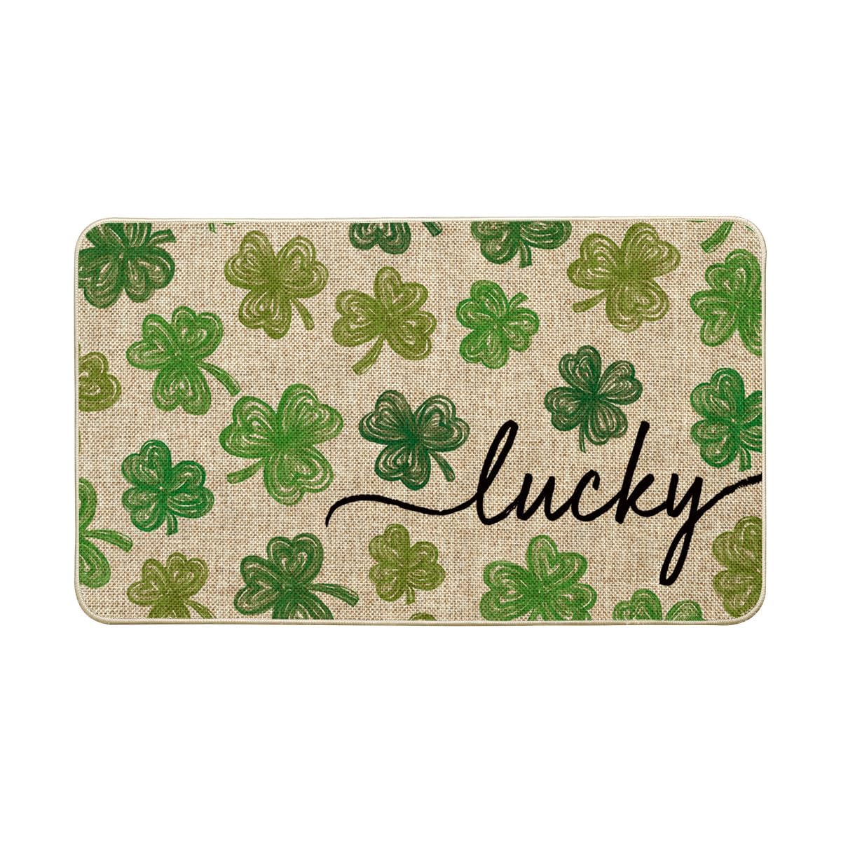 Artoid Mode Lucky Clovers doormat front door with vibrant pattern for welcoming guests.