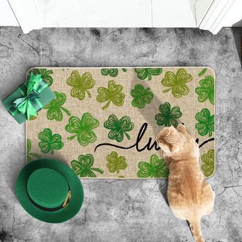 Artoid Mode Lucky Clovers doormat cleaning quick with hose for easy care.