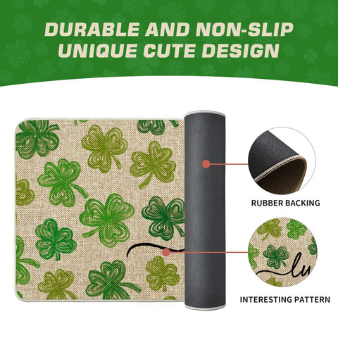 Artoid Mode Lucky Clovers indoor outdoor mat suited for versatile entryway use.