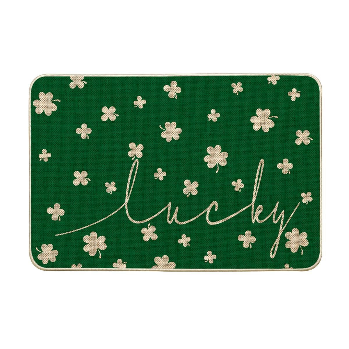 Artoid Mode Lucky Shamrocks doormat with vibrant pattern enhances outdoor curb appeal.