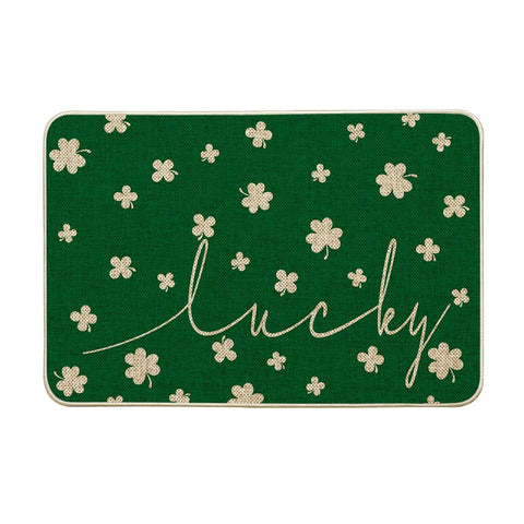 Artoid Mode Lucky Shamrocks doormat with vibrant pattern enhances outdoor curb appeal.
