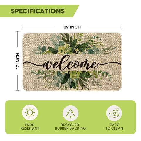 Artoid Mode outdoor-friendly doormat for indoor-outdoor entryways with eucalyptus pattern