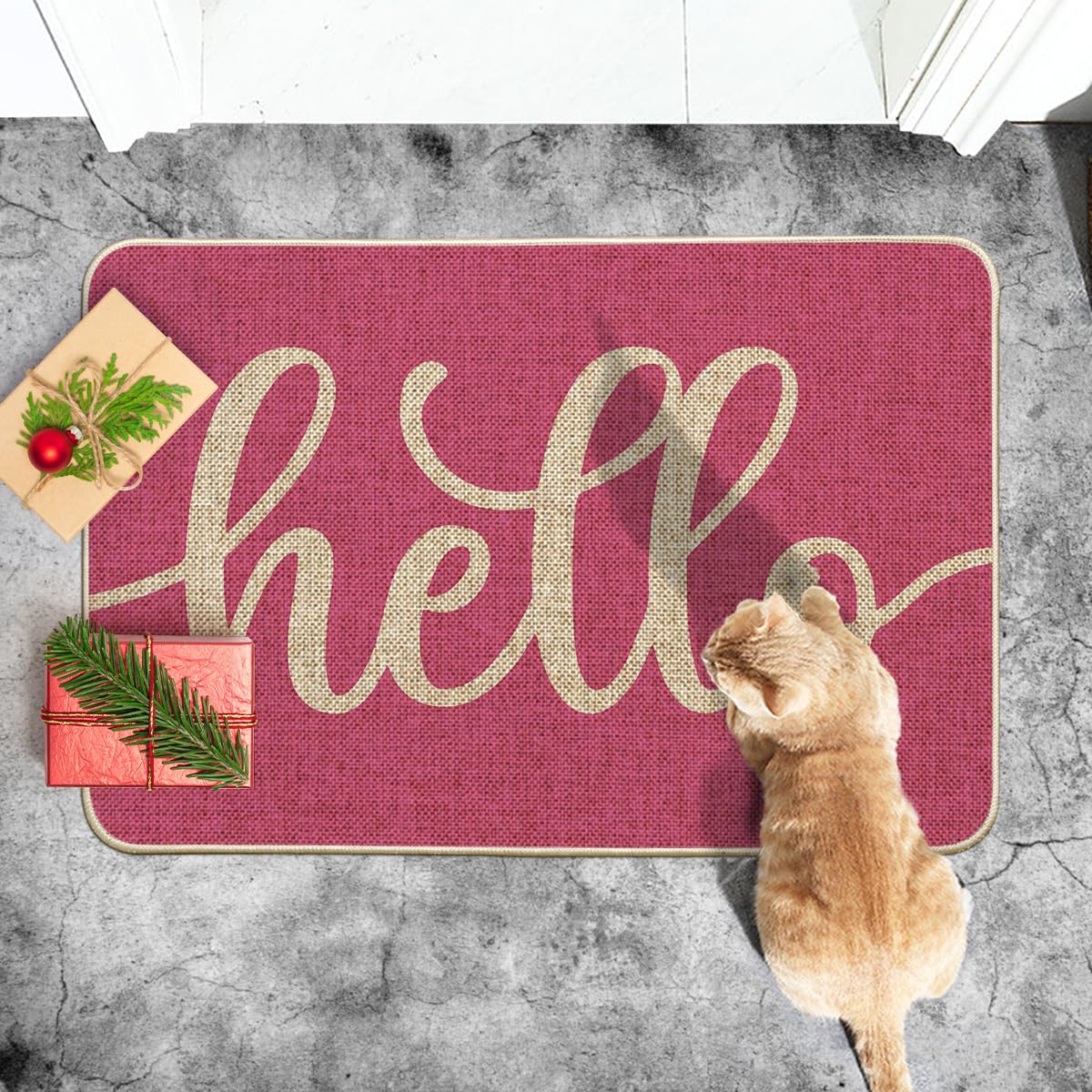 Artoid Mode Pink Hello Spring mat features low-profile 0.25-inch design for smooth passage