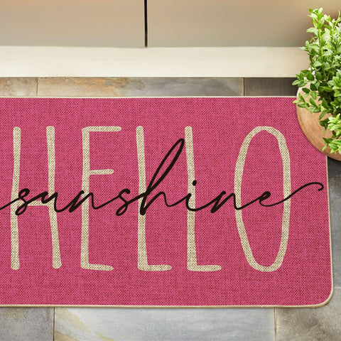 Artoid Mode Pink Hello Sunshine doormat easy-cleaning surface for quick maintenance