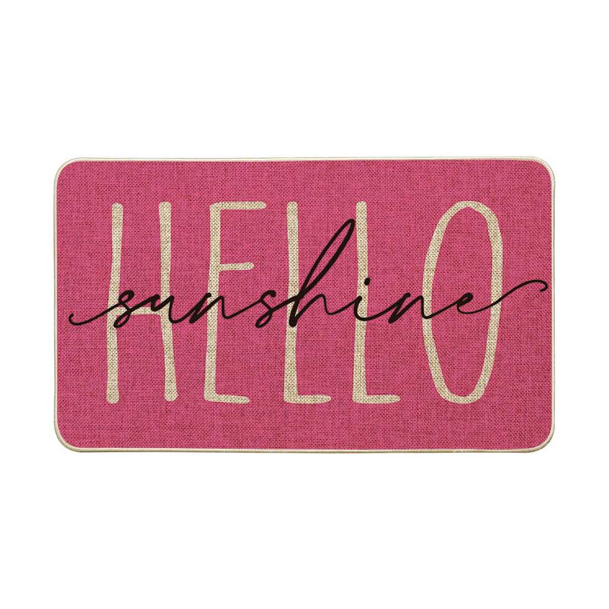 Artoid Mode Pink Hello Sunshine doormat front view showing seasonal charm for entryways