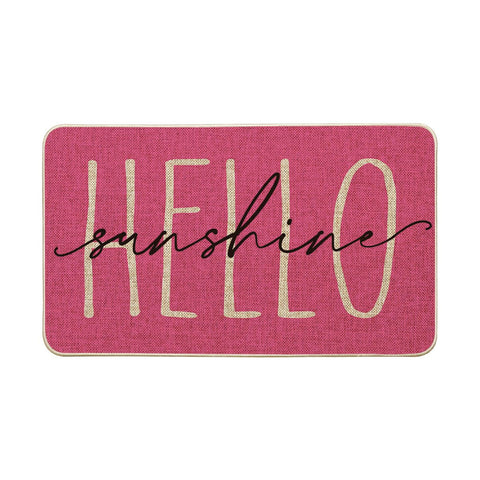 Artoid Mode Pink Hello Sunshine doormat front view showing seasonal charm for entryways