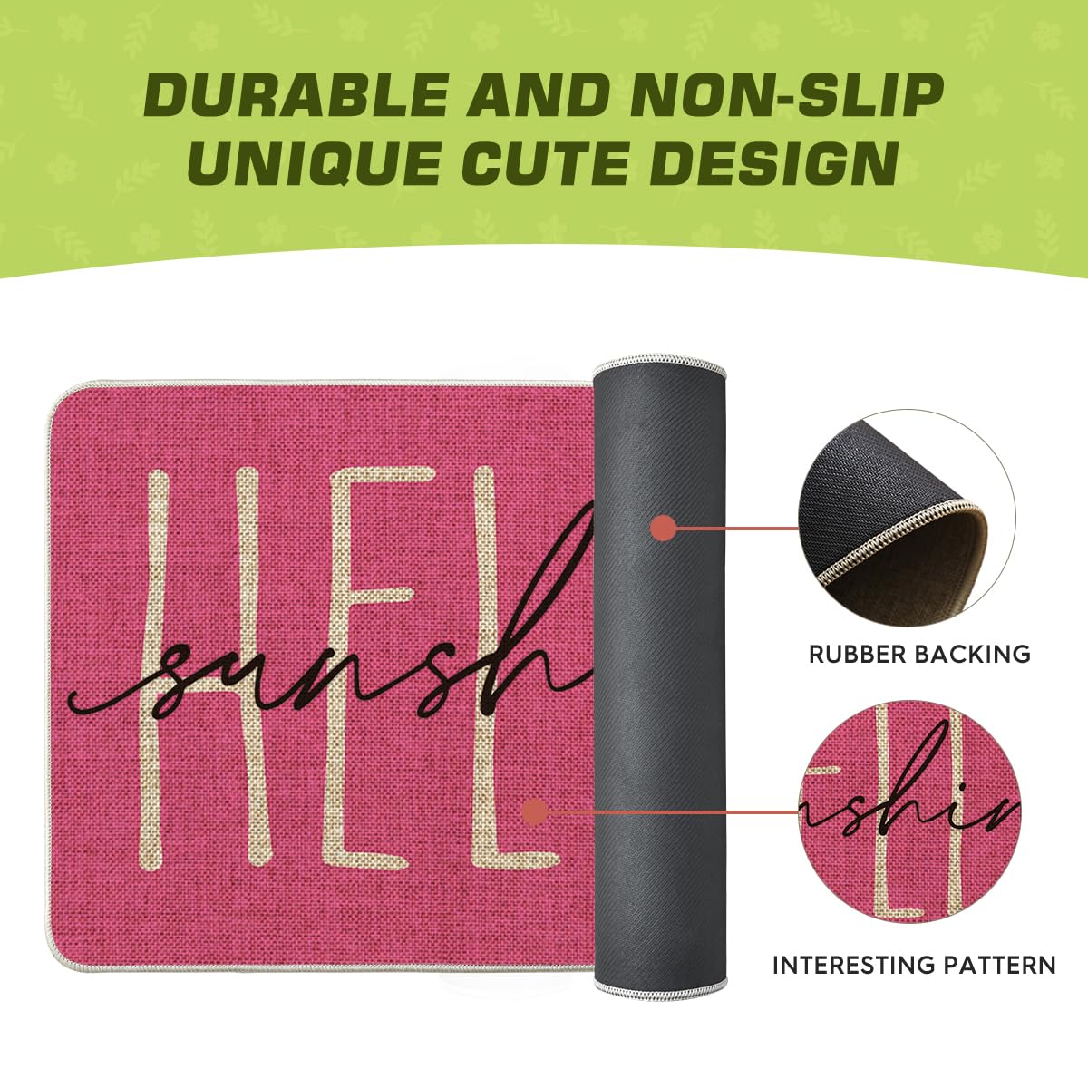 Artoid Mode Pink Hello Sunshine doormat stain-resistant surface for daily use