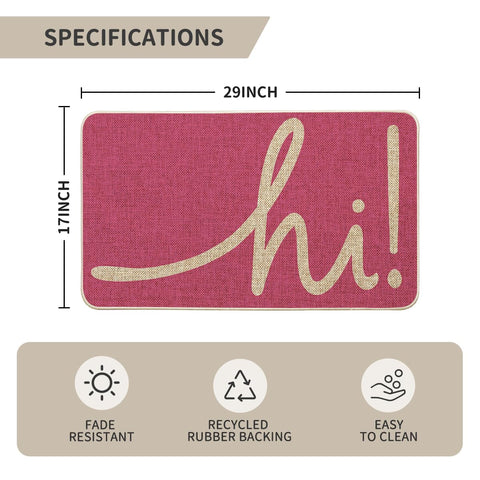 Artoid Mode pink hi spring doormat durable rubber back reduces slips.