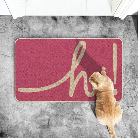 Artoid Mode pink hi spring doormat indoors or outdoors with easy cleaning.