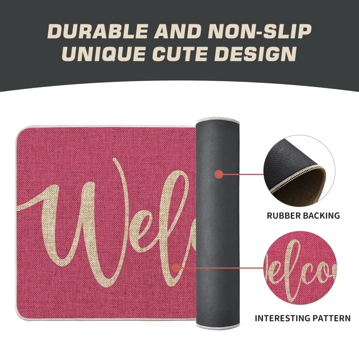 Artoid Mode Pink Welcome Spring Doormat size and layout fits most entryways