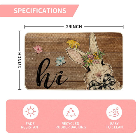 Artoid Mode Rabbit Bunny Flowers Doormat placed at entryway showcasing welcoming, low-profile style