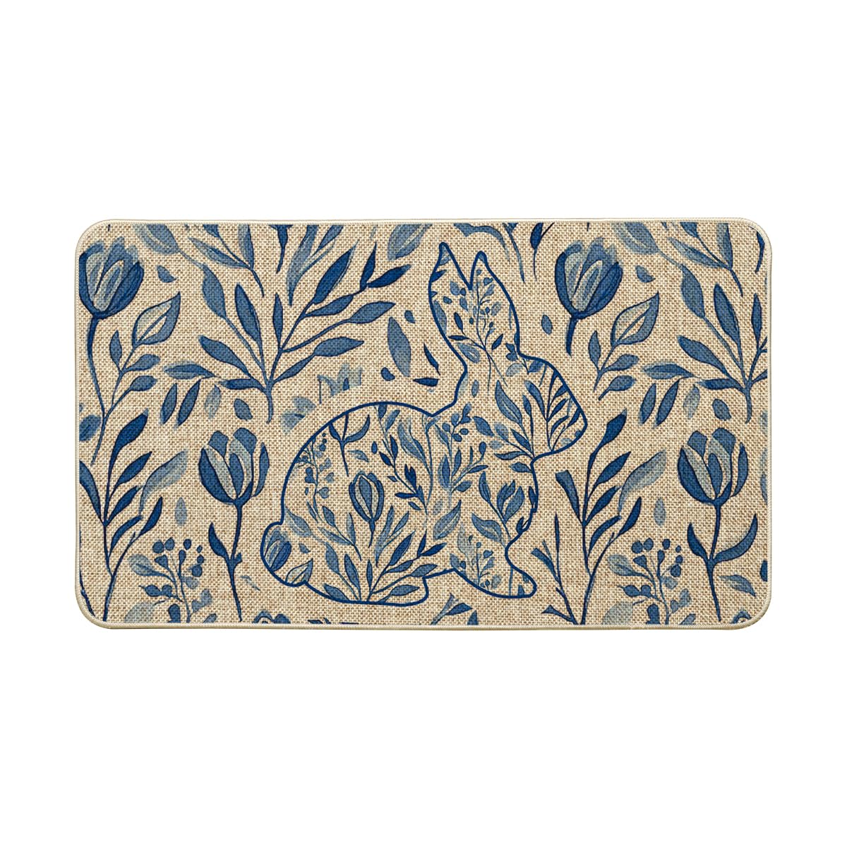 Artoid Mode rabbit bunny flowers doormat greets guests with seasonal charm