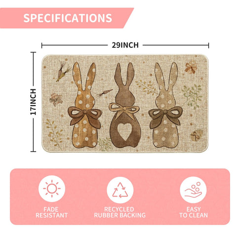 Artoid Mode rabbit-carrots-eggs Easter doormat helps trap dirt at the door.