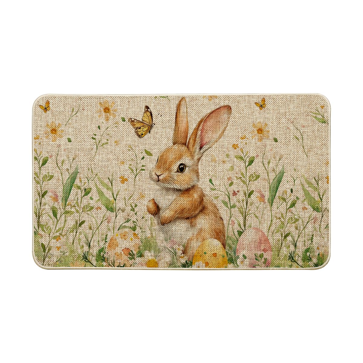 Artoid Mode Rabbit Daisy Eggs Butterfly doormat with playful seasonal motif welcoming guests