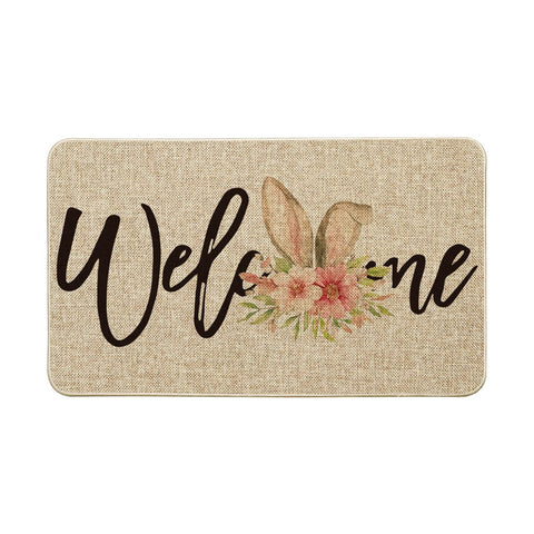 Artoid Mode Rabbit Flower Welcome Doormat greets guests with seasonal charm at the doorway.
