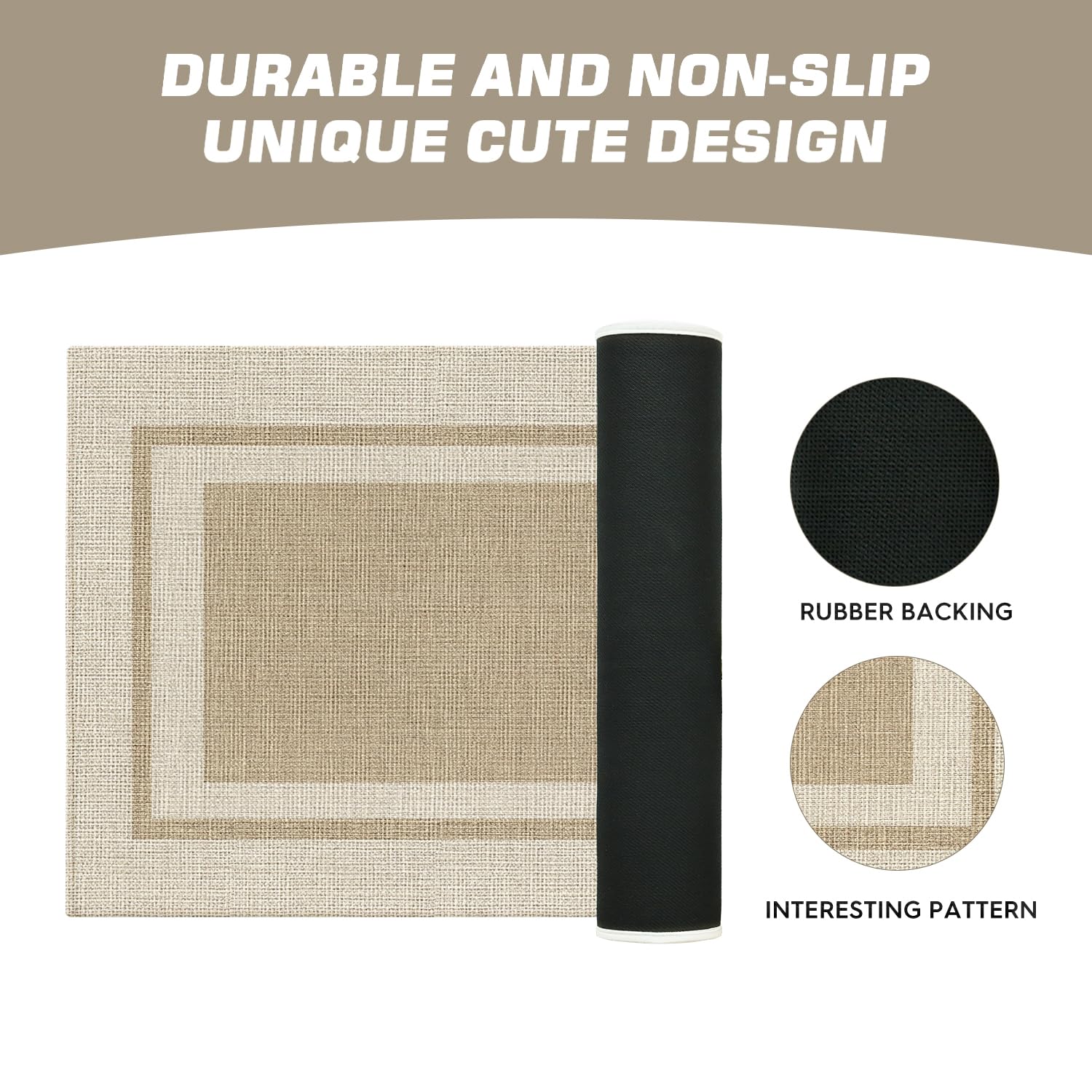 Seasonal beige doormat pattern adds tasteful style while catching dirt