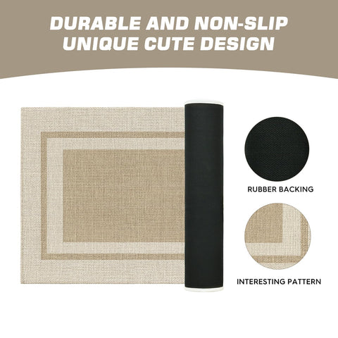 Seasonal beige doormat pattern adds tasteful style while catching dirt