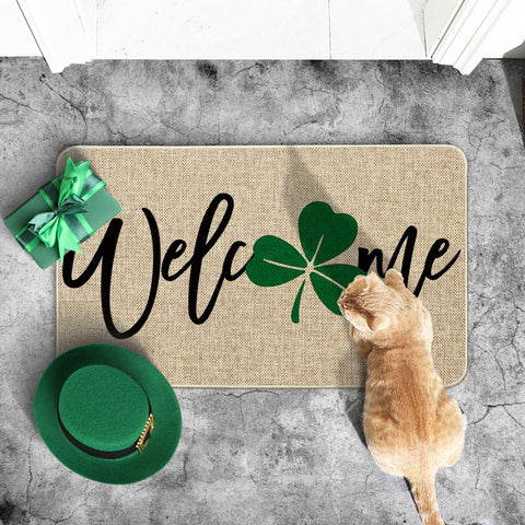 Artoid Mode Shamrock Doormat easy-clean surface hose off dirt after outdoor use.