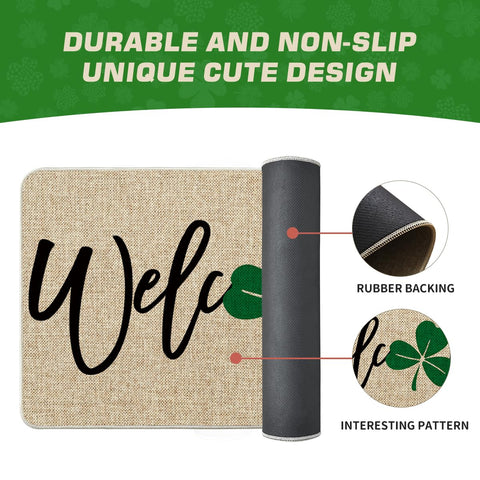 Artoid Mode Shamrock Welcome Doormat printed top creates stylish entryway accents for homes.