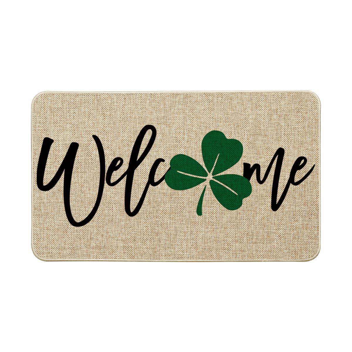 Artoid Mode Shamrock Welcome Doormat front view helps welcome guests and reduce dirt at entryways.