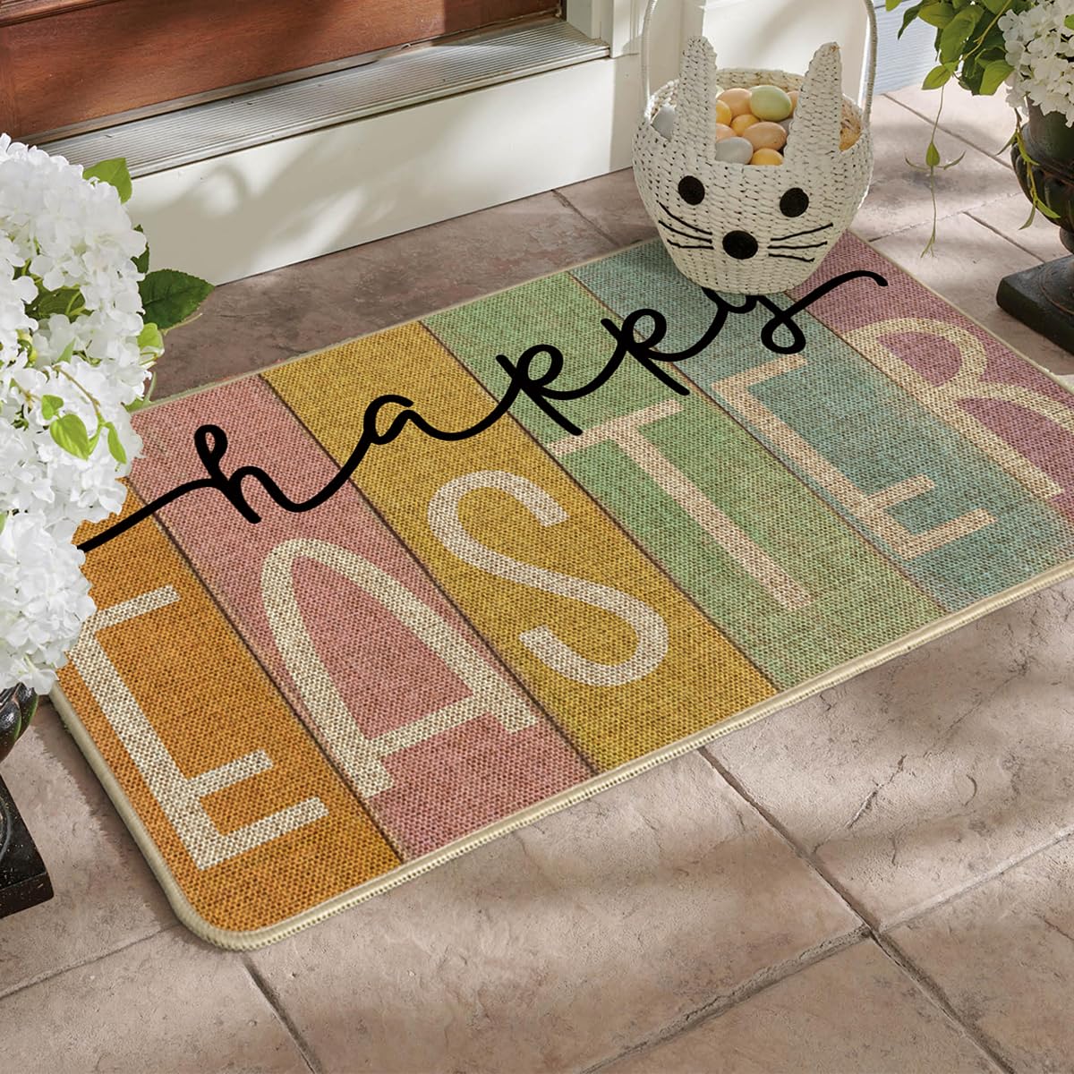Artoid Mode Spring entryway doormat enhances decor while guarding floors.