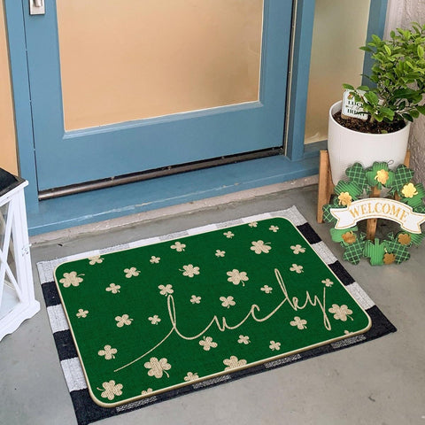 Artoid Mode spring shamrocks rug adds festive flair to porches.