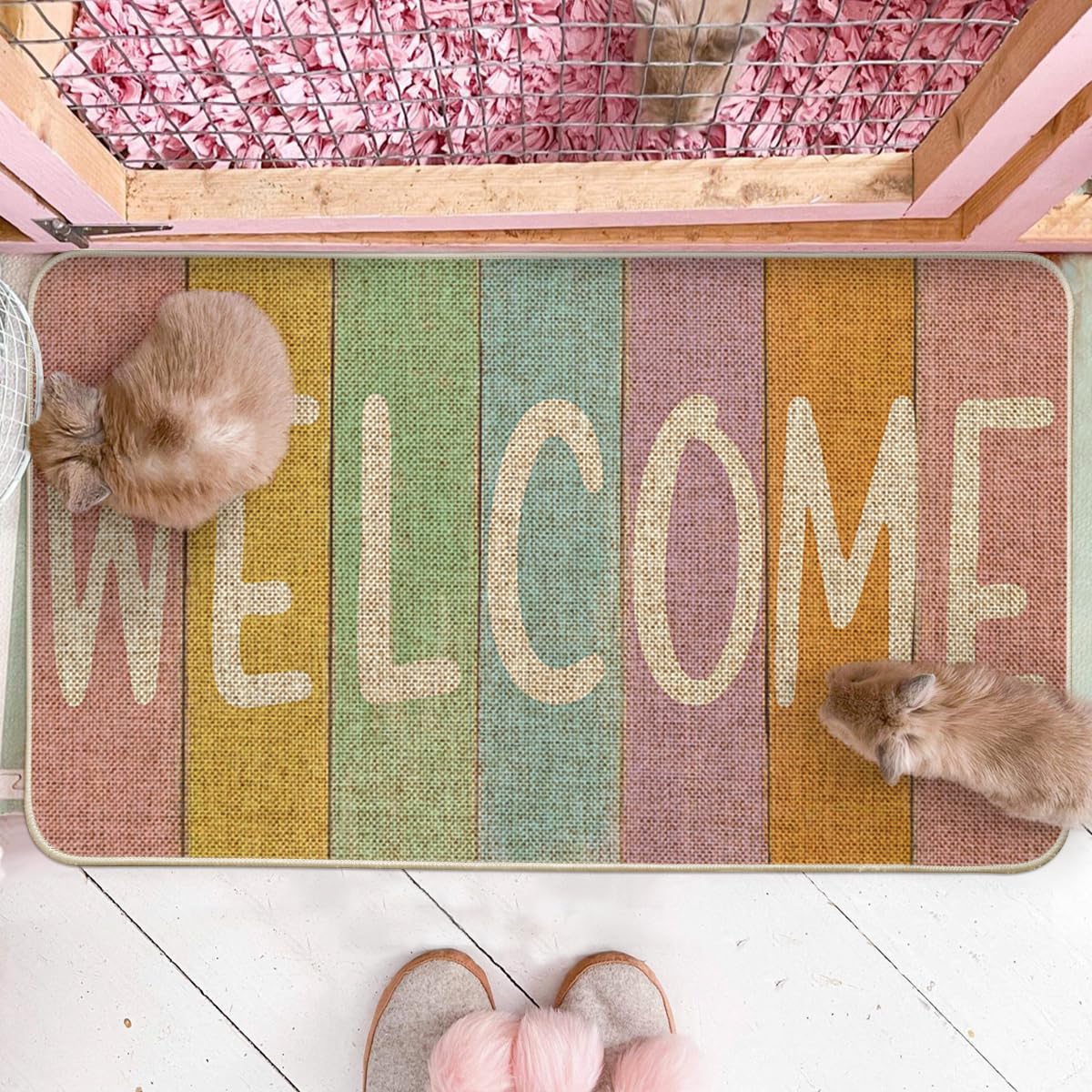 Artoid Mode stripes doormat is easy to clean with hose or sponge.
