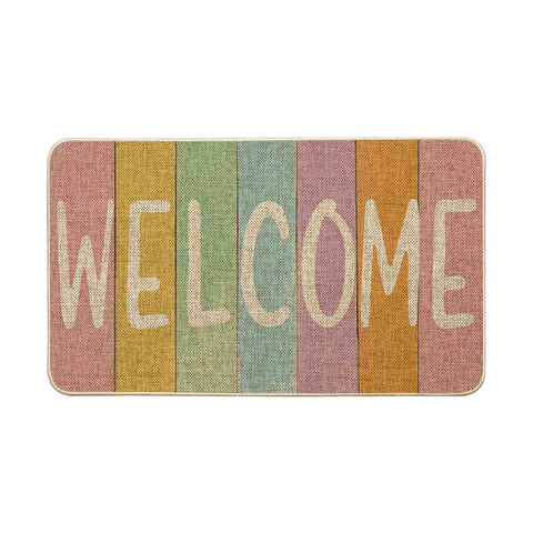 Artoid Mode stripes welcome Easter doormat, 17x29 inches, ideal for indoor or outdoor entryways.